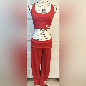 VOLK Red Athletic Set – Sports Bra & Leggings, “I Love Kickboxing” Logo, Size L